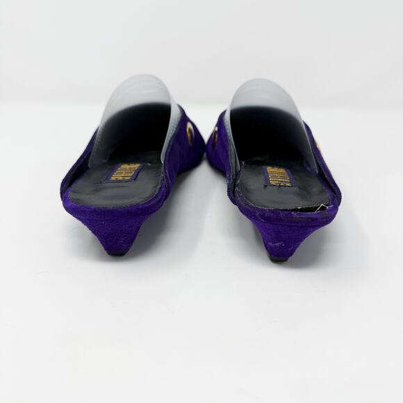 Vintage 90s Previews Purple Suede Studded Mules Women's Size 10 EUC Pointy Toe - Picture 5 of 11